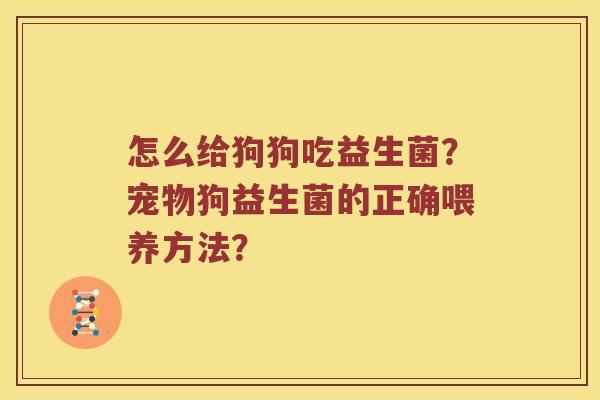怎么给狗狗吃益生菌？宠物狗益生菌的正确喂养方法？