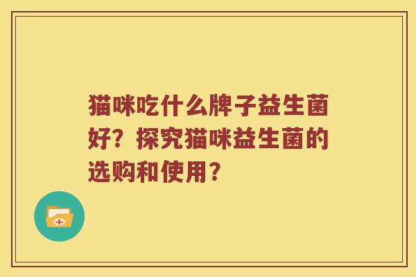 猫咪吃什么牌子益生菌好？探究猫咪益生菌的选购和使用？