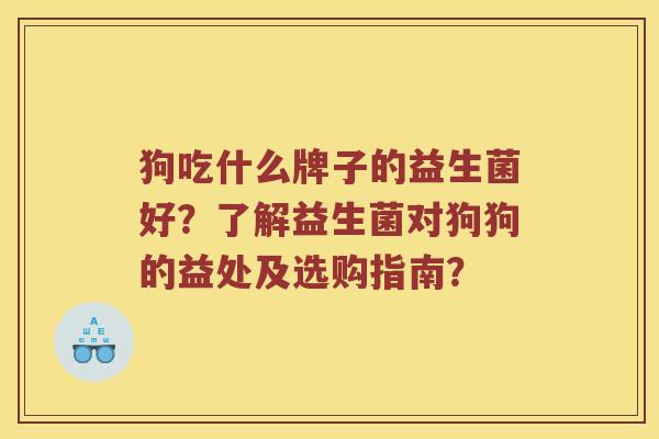 狗吃什么牌子的益生菌好？了解益生菌对狗狗的益处及选购指南？