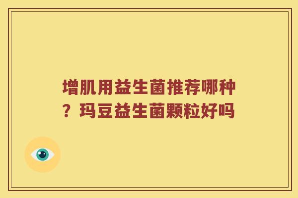 增肌用益生菌推荐哪种？玛豆益生菌颗粒好吗