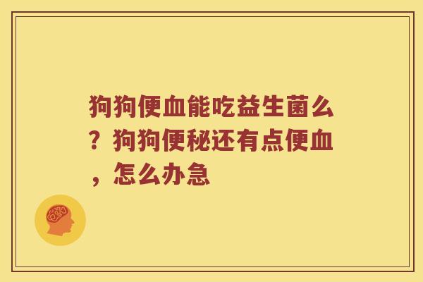 狗狗便血能吃益生菌么？狗狗便秘还有点便血，怎么办急