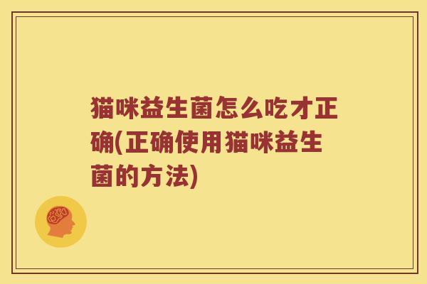 猫咪益生菌怎么吃才正确(正确使用猫咪益生菌的方法)