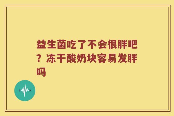 益生菌吃了不会很胖吧？冻干酸奶块容易发胖吗