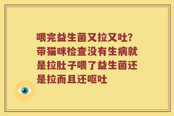 喂完益生菌又拉又吐？带猫咪检查没有生病就是拉肚子喂了益生菌还是拉而且还呕吐