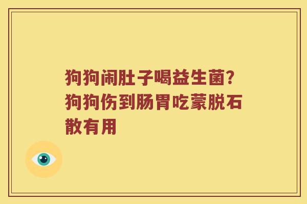 狗狗闹肚子喝益生菌？狗狗伤到肠胃吃蒙脱石散有用