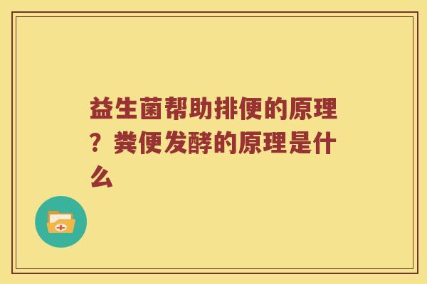 益生菌帮助排便的原理？粪便发酵的原理是什么