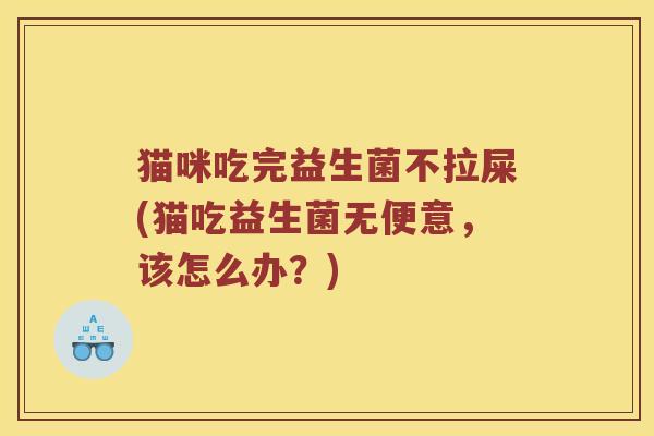 猫咪吃完益生菌不拉屎(猫吃益生菌无便意，该怎么办？)