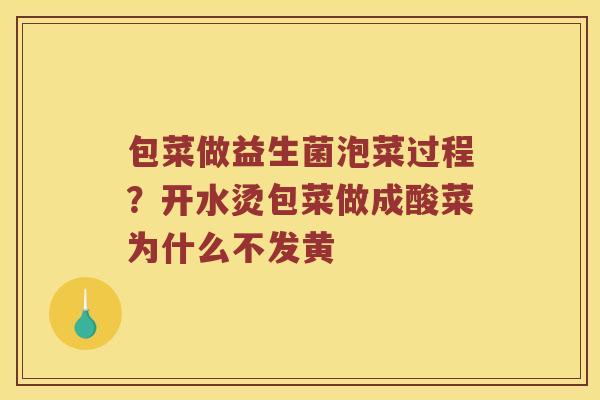 包菜做益生菌泡菜过程?开水烫包菜做成酸菜为什么不发黄 包菜做益生菌泡菜过程?开水烫包菜做成酸菜为什么不发黄