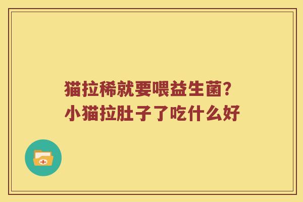 猫拉稀就要喂益生菌?小猫拉肚子了吃什么好 猫拉稀就要喂益生菌?小猫拉肚子了吃什么好