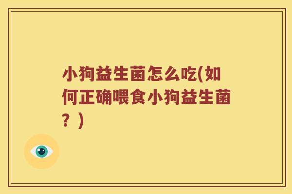 小狗益生菌怎么吃(如何正确喂食小狗益生菌？)