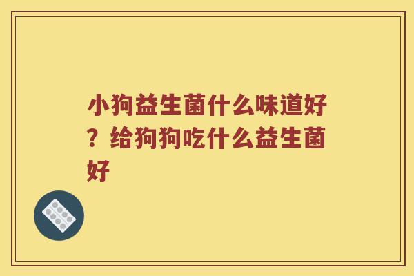 小狗益生菌什么味道好？给狗狗吃什么益生菌好