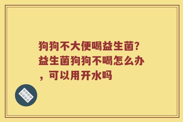 狗狗不大便喝益生菌？益生菌狗狗不喝怎么办，可以用开水吗