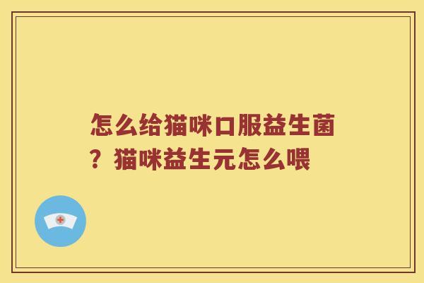 怎么给猫咪口服益生菌？猫咪益生元怎么喂