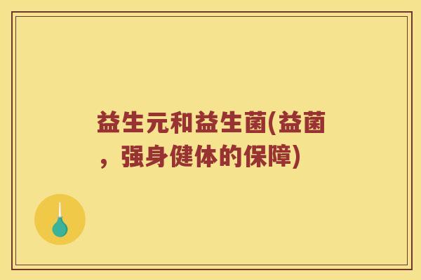 益生元和益生菌(益菌，强身健体的保障)