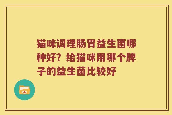 猫咪调理肠胃益生菌哪种好?给猫咪用哪个牌子的益生菌比较好 猫咪调理肠胃益生菌哪种好?给猫咪用哪个牌子的益生菌比较好