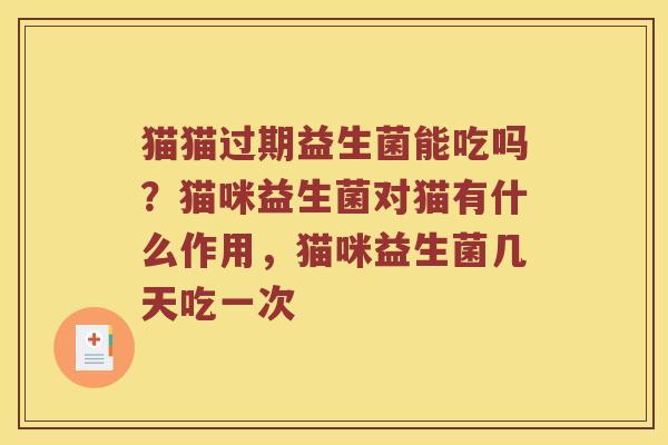 猫猫过期益生菌能吃吗？猫咪益生菌对猫有什么作用，猫咪益生菌几天吃一次