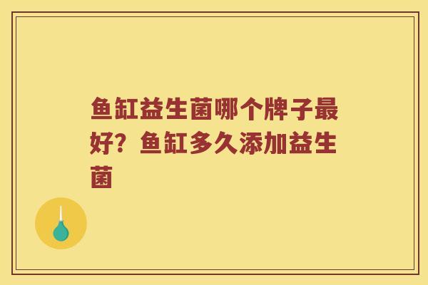 鱼缸益生菌哪个牌子好?鱼缸多久添加益生菌 鱼缸益生菌哪个牌子好?鱼缸多久添加益生菌