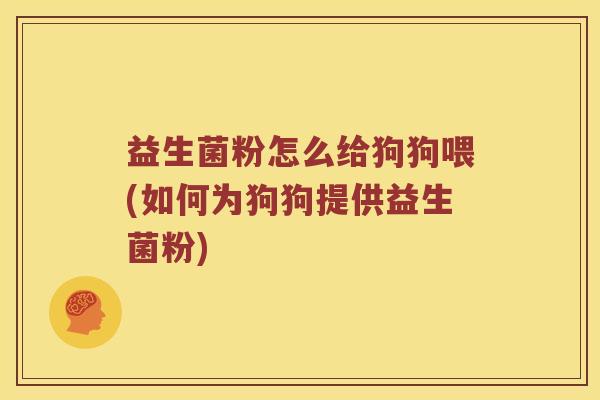益生菌粉怎么给狗狗喂(如何为狗狗提供益生菌粉)
