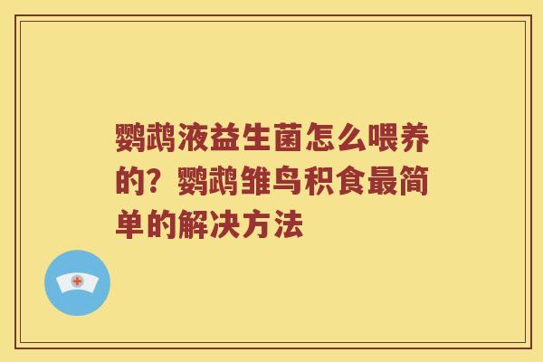 鹦鹉液益生菌怎么喂养的？鹦鹉雏鸟积食最简单的解决方法