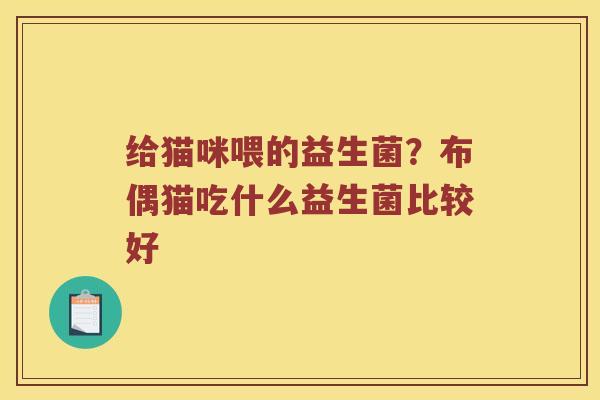 给猫咪喂的益生菌？布偶猫吃什么益生菌比较好