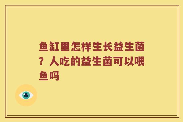 鱼缸里怎样生长益生菌？人吃的益生菌可以喂鱼吗