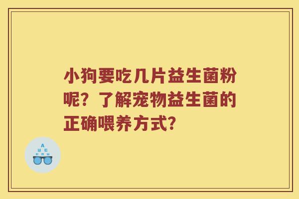 小狗要吃几片益生菌粉呢？了解宠物益生菌的正确喂养方式？