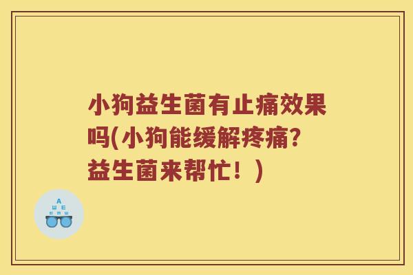 小狗益生菌有止痛效果吗(小狗能缓解疼痛？益生菌来帮忙！)