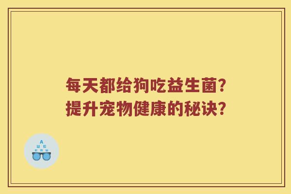每天都给狗吃益生菌？提升宠物健康的秘诀？