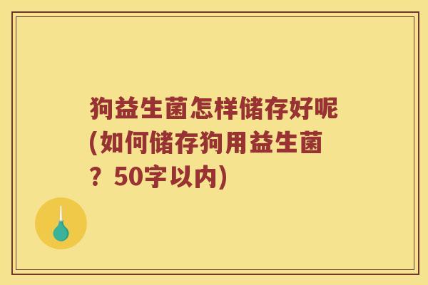 狗益生菌怎样储存好呢？如何储存狗用益生菌？
