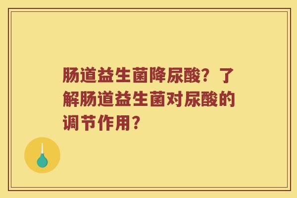 肠道益生菌降尿酸？了解肠道益生菌对尿酸的调节作用？