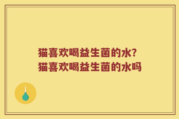 猫喜欢喝益生菌的水？猫喜欢喝益生菌的水吗