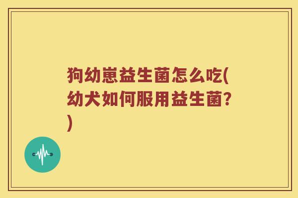狗幼崽益生菌怎么吃(幼犬如何服用益生菌？)