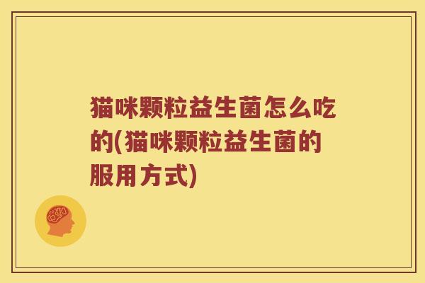 猫咪颗粒益生菌怎么吃的(猫咪颗粒益生菌的服用方式)
