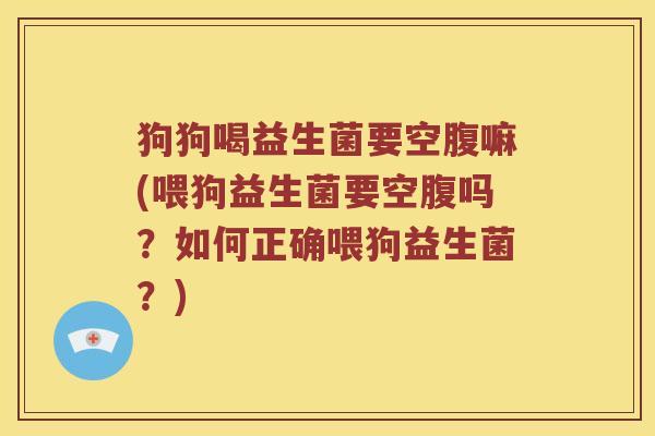 狗狗喝益生菌要空腹嘛(喂狗益生菌要空腹吗？如何正确喂狗益生菌？)