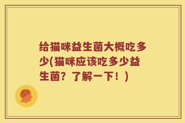 给猫咪益生菌大概吃多少(猫咪应该吃多少益生菌？了解一下！)