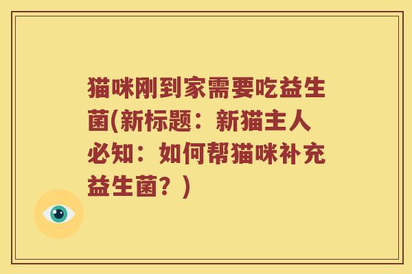 猫咪刚到家需要吃益生菌(新标题：新猫主人必知：如何帮猫咪补充益生菌？)