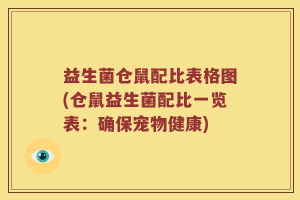 益生菌仓鼠配比表格图(仓鼠益生菌配比一览表：确保宠物健康)