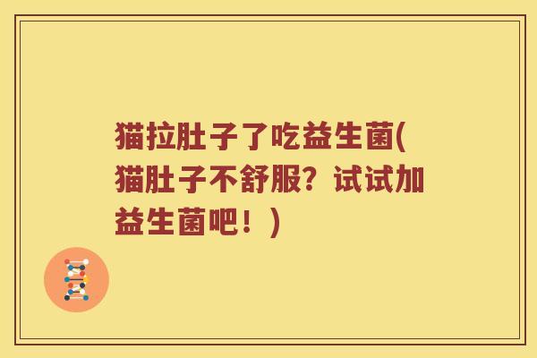 猫拉肚子了吃益生菌(猫肚子不舒服？试试加益生菌吧！)