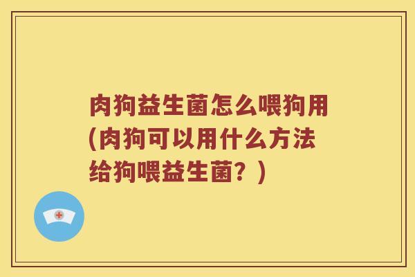 肉狗益生菌怎么喂狗用(肉狗可以用什么方法给狗喂益生菌?) 肉狗益生菌怎么喂狗用(肉狗可以用什么方法给狗喂益生菌?)