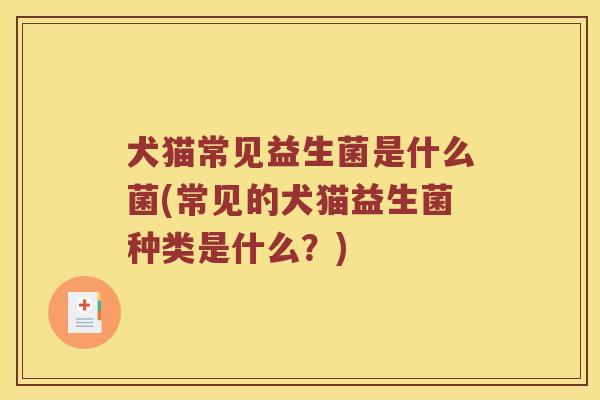 犬猫常见益生菌是什么菌(常见的犬猫益生菌种类是什么？)