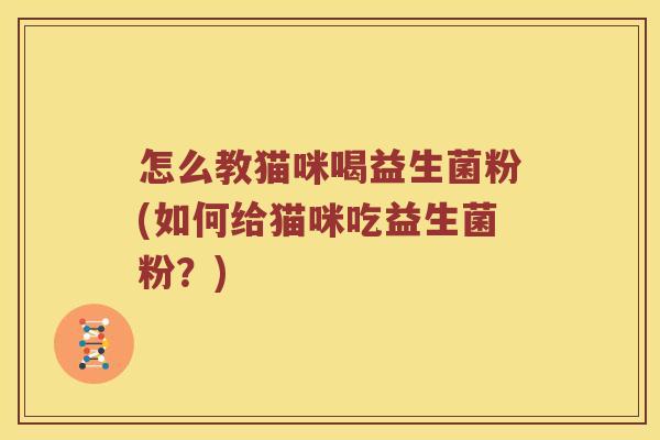 怎么教猫咪喝益生菌粉(如何给猫咪吃益生菌粉？)