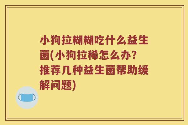 小狗拉糊糊吃什么益生菌(小狗拉稀怎么办？推荐几种益生菌帮助缓解问题)