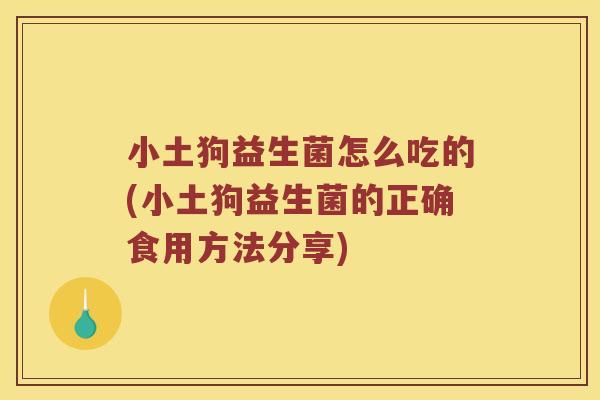 小土狗益生菌怎么吃的(小土狗益生菌的正确食用方法分享)