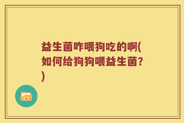 益生菌咋喂狗吃的啊(如何给狗狗喂益生菌？)