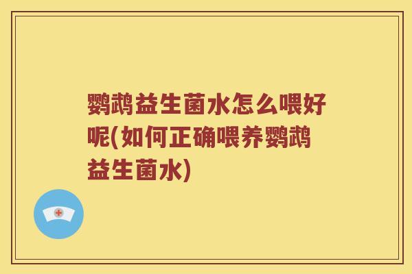 鹦鹉益生菌水怎么喂好呢(如何正确喂养鹦鹉益生菌水)