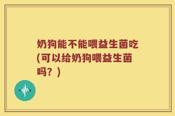 奶狗能不能喂益生菌吃(可以给奶狗喂益生菌吗？)