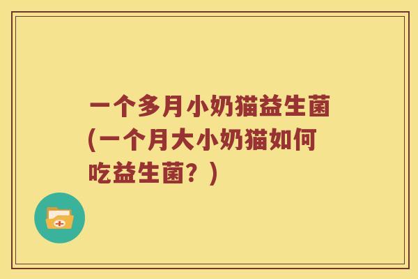 一个多月小奶猫益生菌(一个月大小奶猫如何吃益生菌？)