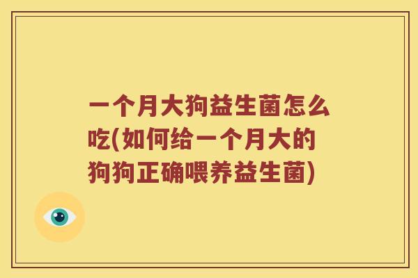 一个月大狗益生菌怎么吃(如何给一个月大的狗狗正确喂养益生菌) 一个月大狗益生菌怎么吃(如何给一个月大的狗狗正确喂养益生菌)