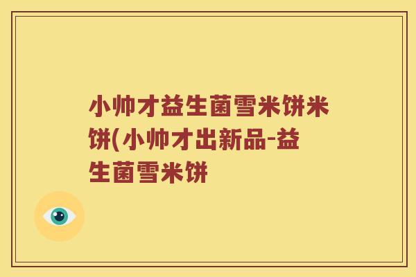 小帅才益生菌雪米饼米饼(小帅才出新品-益生菌雪米饼
