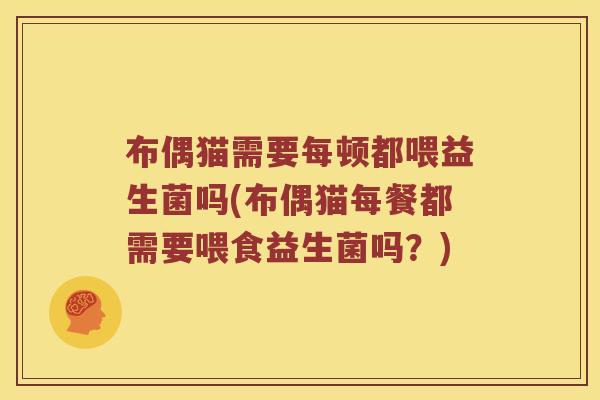 布偶猫需要每顿都喂益生菌吗(布偶猫每餐都需要喂食益生菌吗？)